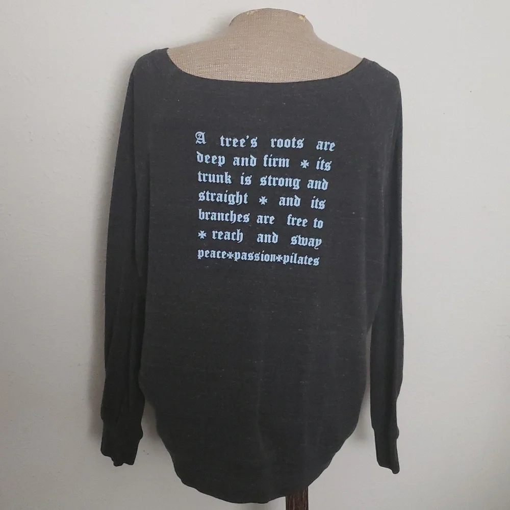 Peace Passions Pilates deeply rooted statement sleeved tee Sz XL - Picture 2 of 4